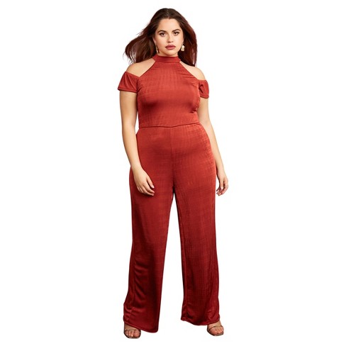 Rebdolls Women's Cassie Slinky Cold Shoulder Wide Leg Jumpsuit : Target