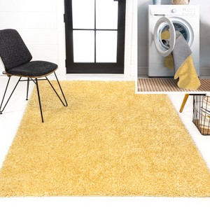 Clayton Coastal Solid Glam Shag Machine-Washable Rug - JONATHAN Y - 1 of 4