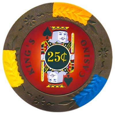 Slickblue 14-Gram Poker Chips 25-Pack, King's Casino Design, Four-Tone Color, Floral Edge Mold, $0.25-$10K