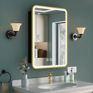 Medicine Cabinet with LED Mirror,Surface or Recessed Mount,Defogger,Memory Function,3-Color Lighting,USB&Outlet,Dimmer,Storage Shelf - 1 of 4