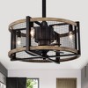Warehouse Of Tiffany Blane Black/Wood Grain Metal 4-Light Ceiling Fan Chandelier with Remote - 2 of 2