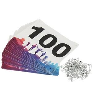 Unique Bargains Waterproof Reusable Tearproof Running Bib Numbers Multicolor 7x6 Inch 100 Pcs - 1 of 4