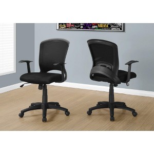 Office Chair, Adjustable Height, Swivel, Ergonomic, Armrests, Computer Desk, Work, Black Mesh, Black Metal, Contemporary, Modern - 1 of 4