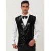 Lars Amadeus Men's Sequin Shiny Slim Fit Sleeveless Suit Waistcoat Set with Bow Tie - 3 of 4