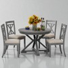 5-Piece Extendable Dining Table Set, Round to Oval Solid Wood Kitchen Table with 4 Upholstered Chairs, Farmhouse Dining Room Furniture - 3 of 4