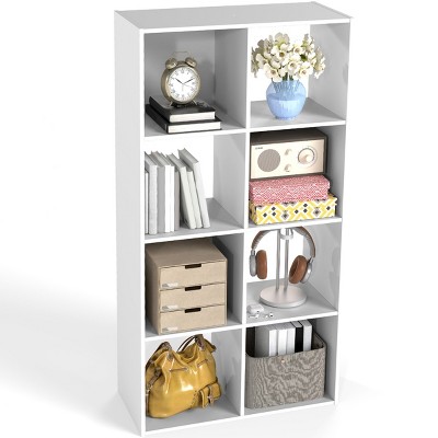 FURNIinspire Decorative Bookshelf 8 Cube Storage Organizer, Open Book Shelf Display Bookcase with Removable Back Panels, White, 11.6"*23.2"*47.7"
