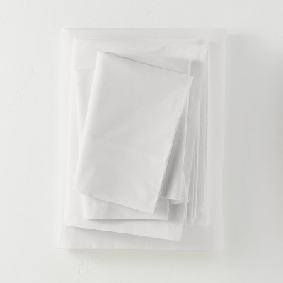 California King Washed Supima Percale Solid Sheet Set White - Casaluna™