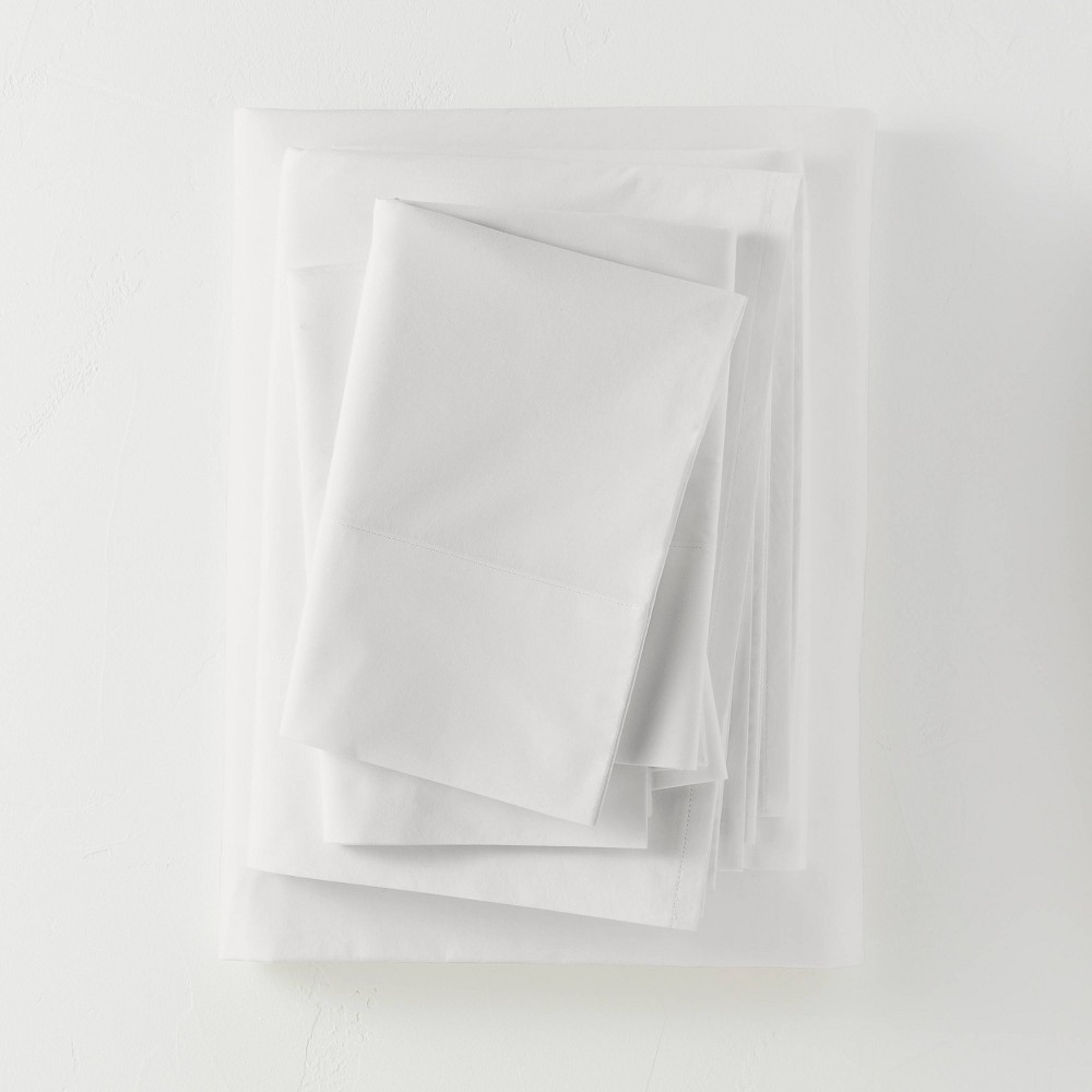 Photos - Bed Linen California King Washed Supima Percale Solid Sheet Set White - Casaluna™