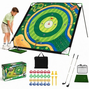 Gymax 6x6 ft Golf Chipping Game Set (Concentric Scoring) 24 Sticky