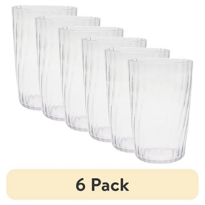 Racxily (6 pack) 20-Ounce Acrylic Tall Embossed Swirl Tumbler, Clear