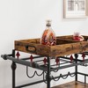 GAOMON 3-Tier Rolling Bar Cart with Wheels, Metal Serving Cart with Wine Rack & Removable Tray for Home, Kitchen, Dining Room, and Living Area-Brown - 3 of 4