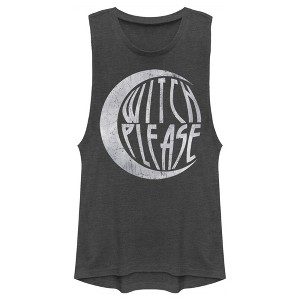 Juniors Womens CHIN UP Halloween Witch Please Festival Muscle Tee - 1 of 4