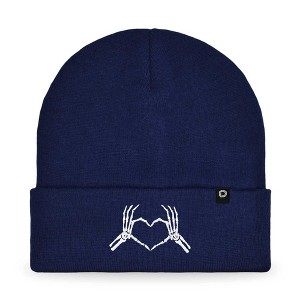 Dalix Heart of Bones Embroidered Beanie Skeleton Warm Winter Knit Hat for Women - 1 of 4
