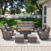 Belord High Back Outdoor Furniture with 6-Inch Thick Cushion, Patio Furniture Set with Fire Pit Table & Swivel Chair, 8PCS Wicker Conversation Set - 3 of 4