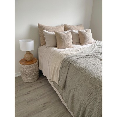 Beige Cotton Bouclé Rectangular Euro Pillow with Down Insert