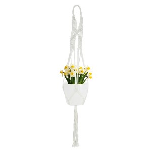 Unique Bargains Macrame Plant Hanger Woven Cotton Indoor Outdoor Decorative - 1 of 4