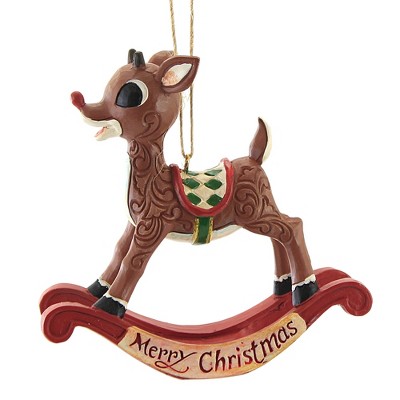 Jim Shore 3.5" Rudolph As A Rocking Horse Red-Nosed Reindeer  -  Tree Ornaments