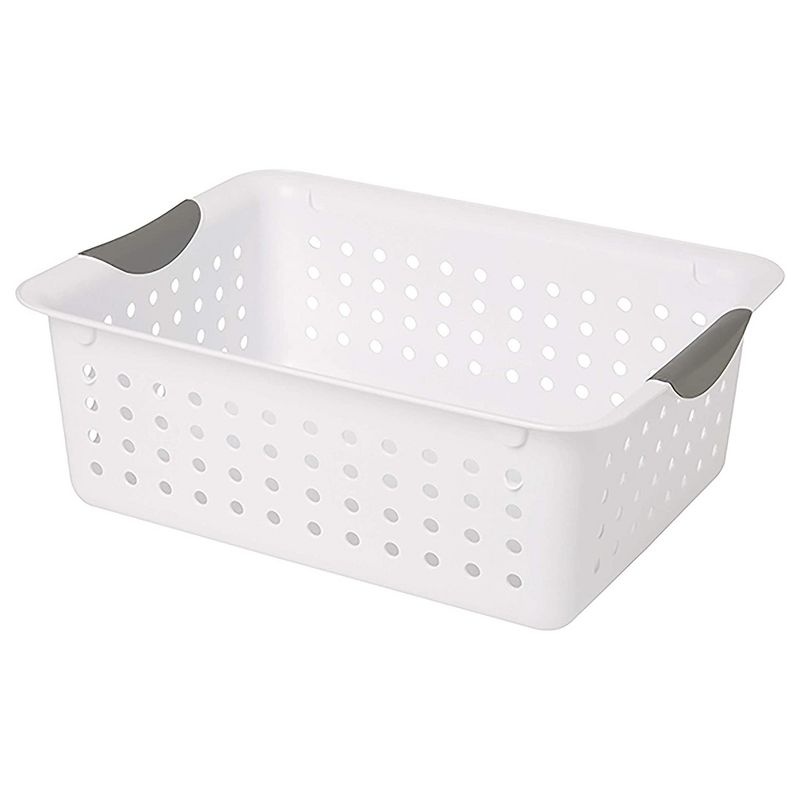 Sterilite Ultra Ventilated Open Top Plastic Storage Organizer Basket with Gray Contoured Carrying Handles, 4 of 8
