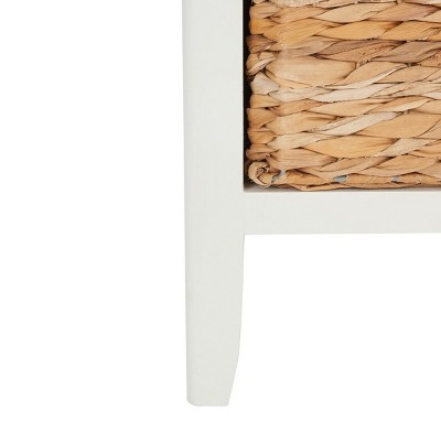 Everly Rectangular White Wood and Metal Side Table with 3 Drawers