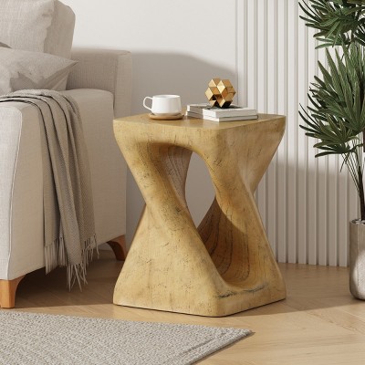 MGO Twist Shape Side Table,Coffee Table With Imitation Wood Texture Tabletop,Indoor Bedroom Small Space Coffee Table,No Assembly-Coolbibila
