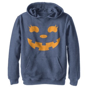 Boy's CHIN UP Halloween Jack o' Lantern Face Pull Over Hoodie - 1 of 4
