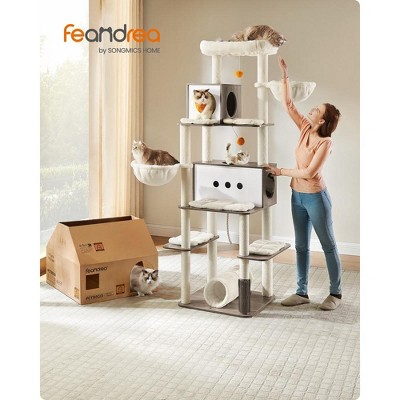 Heather Greige Multi-Level Cat Tower with Sisal Posts