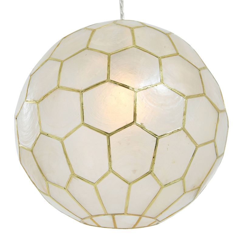 Storied Home Capiz Honeycomb Globe Pendant Light Capiz White Seashells , 5 of 8