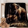 Buffalo Family Print Flannel Blanket, All Season Polyester Fiber Throw for Baby, Kids, Car Nap, 3D Animal Design, Christmas Gift. - 3 of 4
