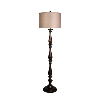 Collective Design Collection Charlton 61 Inch 100 Watt Traditional Standing Floor Lamp with Taupe Silk Hardback Lampshade, Bronze