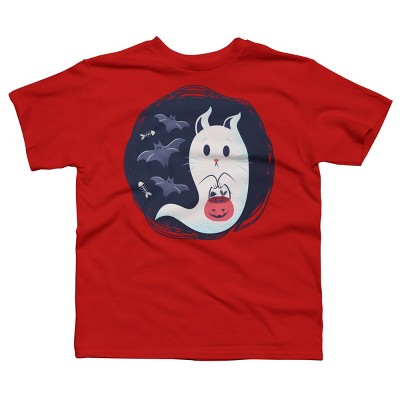Boy's Design By Humans halloween ghost cat By ArtStyleAlice T-Shirt
