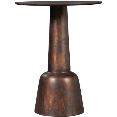 Brown Round Metal Contemporary Side Table
