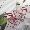 3-Piece Outdoor Bistro Set, Red Metal Folding Round Table with 2 Chairs, Collapsible Portable Patio Chat Set – Cuddlewood - 2 of 4