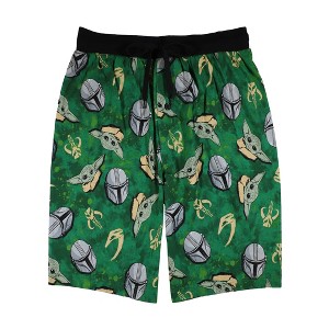 Mens Star Wars The Mandalorian Grogu and Mando Tie-Dye Jam Shorts - 1 of 1