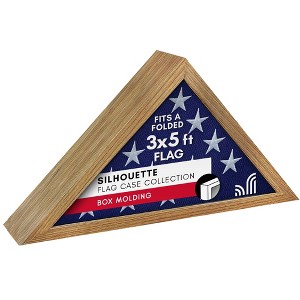 Americanflat Flag Case for Veterans - Fits a Folded 3' x 5' American Military Flag - Triangle Display with Polished Plexiglass (Barn Wood) - 1 of 4