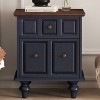 MOEPISY Vintage Nightstand with 2 Drawers and Roman Column Legs, Solid Wood Bedside End Table (Dark blue) - 3 of 4