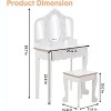 Kids Vanity with Lighted Mirror, Little Girls Vanity Table & Stool, Kids Makeup with Tri-Fold Mirror, Drawer & Storage Grid for 3-9 Yrs Girls - 4 of 4