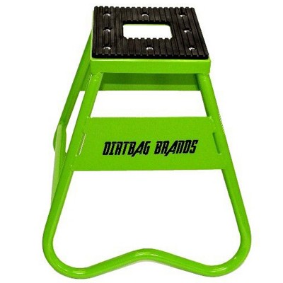 Dirtbag Brands Motorcycle, Motocross, Bicycle, & Dirtbike Floor Mount Jack Stand Hoist Rack w/ Rubber Pad for Racing & Garage Repair, Green