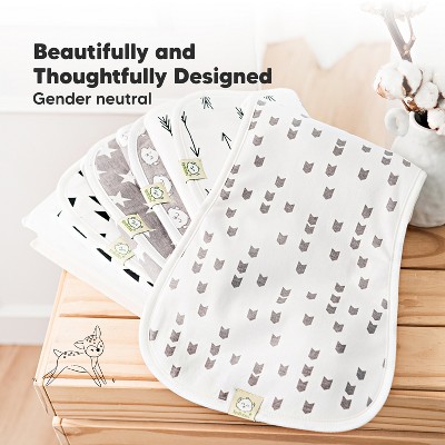 Soft White Organic Cotton Plush Baby Burp Cloth Set