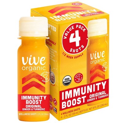 Vive Organic Immunity Boost Original Ginger & Turmeric Shot - 4ct/2 Fl ...