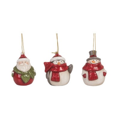 Transpac Terracotta Winter Scarf Character Ornament Set of 3 Christmas Home Decorations