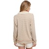 Knit & Lounge Women’s Striped Collared Long Sleeve Top Waffle Chest Pocket Detail Lightweight Knit Pullover - 3 of 4
