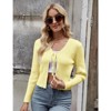 Coolmee Women's Tie Front Cardigan Long Sleeve Rib Knit Shrug for Dress Sweaters Crop Tops Yellow S - 4 of 4