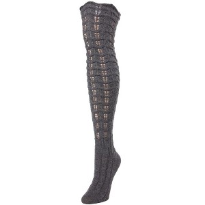 Memoi Marzipan Chevron Knit Over the Knee Boot Socks - 1 of 2