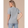 INSPIRE CHIC Women's Eyelet Stripe Summer V Neck Short Sleeve Knit Button Down Shirts - 3 of 4