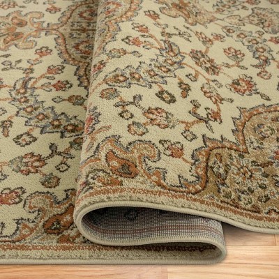 Beige and Ivory Medallion Synthetic Area Rug 5'2" x 7'2"