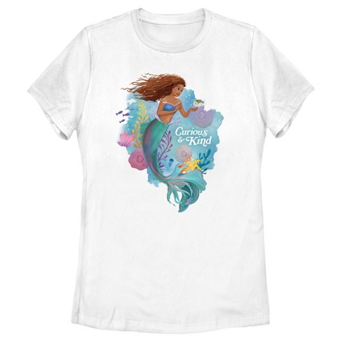 Women's The Little Mermaid Ariel Curious & Kind T-Shirt - White - Large