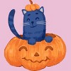 Girl's Design By Humans Halloween Cat In A Pumpkin By wubbadub T-Shirt - 2 of 3