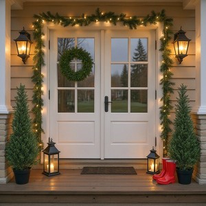 Artificial Cedar Trees,2 Pack Uv Resistant Faux Outdoor Plants,Front Door Cypress Tree Decor Outdoor Entrance,Evergreen Arborvitae Indoor Plant - 1 of 4