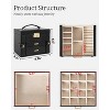 Leather Jewelry Box with Mirror & Lock, 3-Tier Organizer with 2 Drawers for Necklaces & Bracelets - 2 of 4