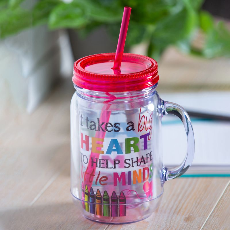 Evergreen It Takes a Big Heart Double-Walled Acrylic Mason Jar Beverage Holder- 3.5 x 5 x 6.25 Inches, 3 of 4